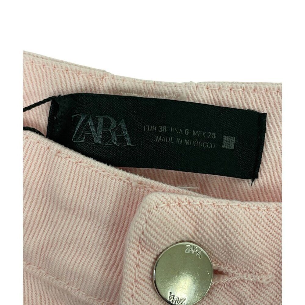 Zara Womens Jeans EU 38 US 6 Wide Leg Pink High Waist Regular Fit 3078/630 NWT - Picture 6 of 16